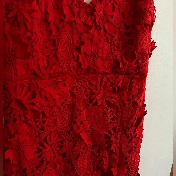 Lulu’s Steal Your Heart Red Crochet Lace Midi Dress - Picture 3 of 9